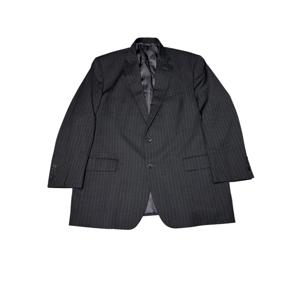 Brooks Brothers 1818 Madison Pinstripe Wool Blazer‎ Mens 46R Dark Gray USA